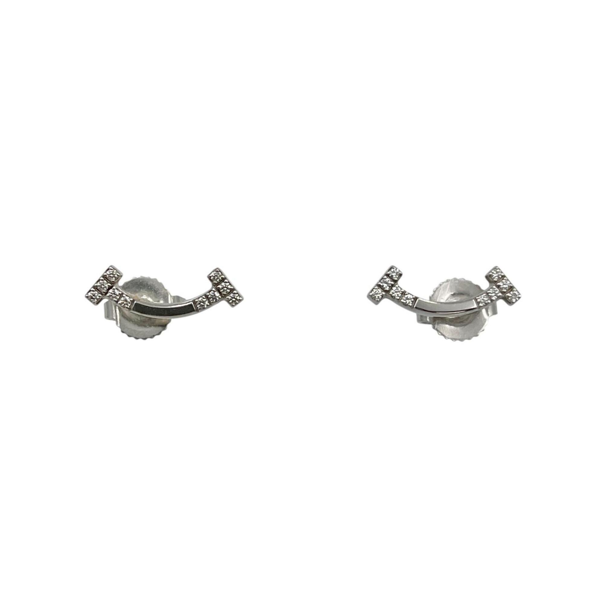 Tiffany Co Smile Mini Earrings 18k White GoldDiamonds Womens 2603$